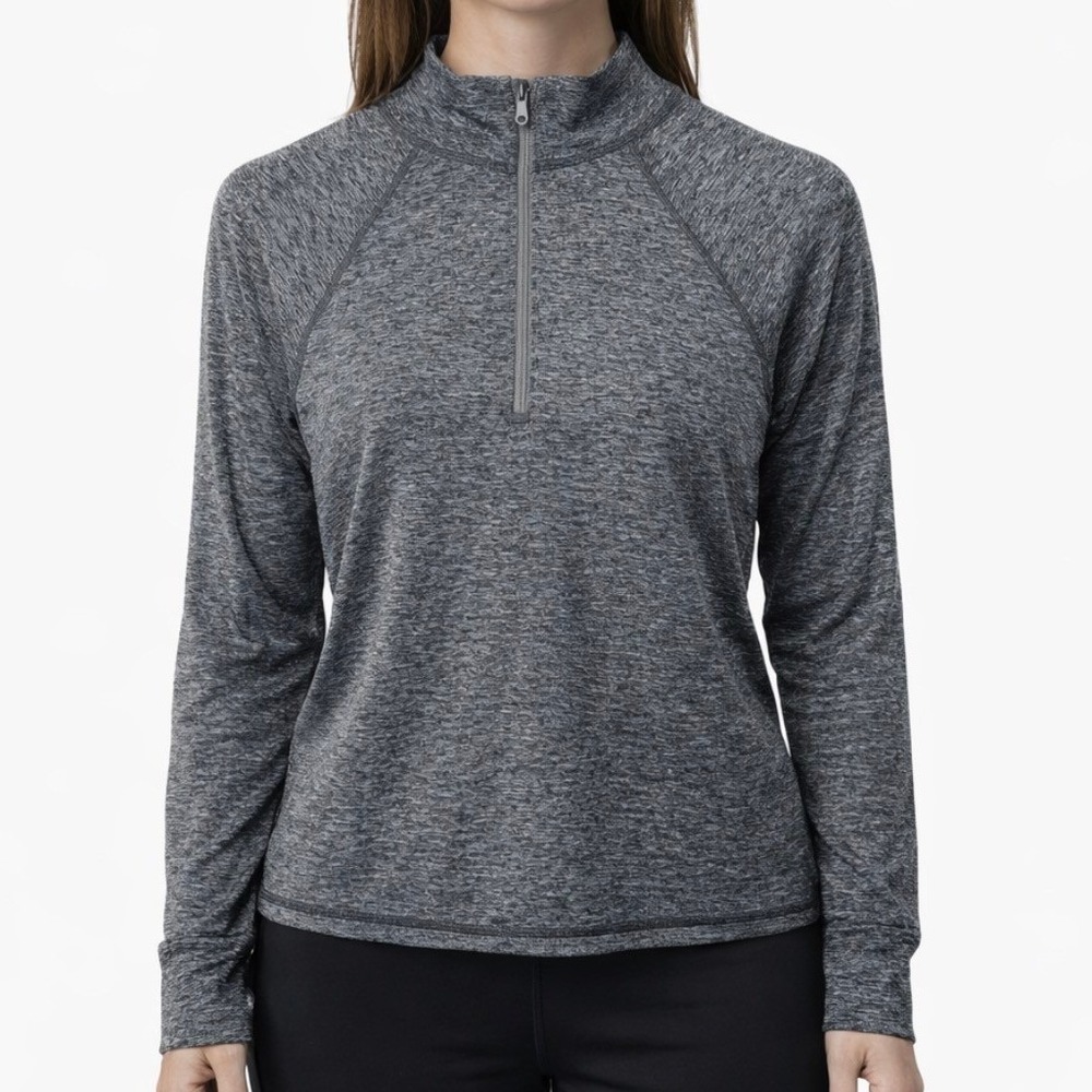 Aerie Offline Long Sleeve Quarter Zip Workout Pullover Heather Gray XL Thumbhole